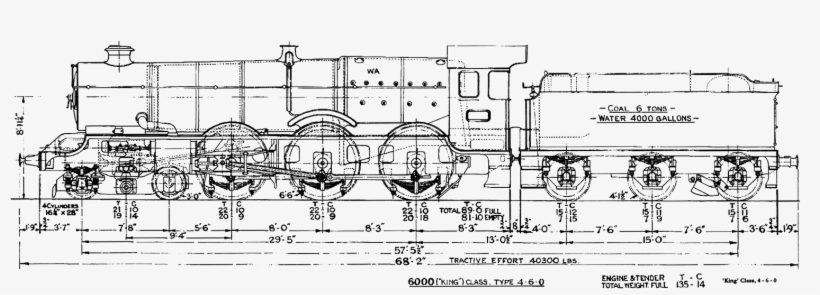 King Class General Arrangement - Gwr Hall Drawings, transparent png #8544451