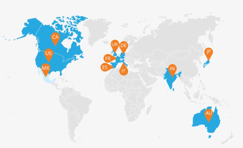 A2x Supports These Amazon Marketplaces - Png World Map Simple, transparent png #8545227