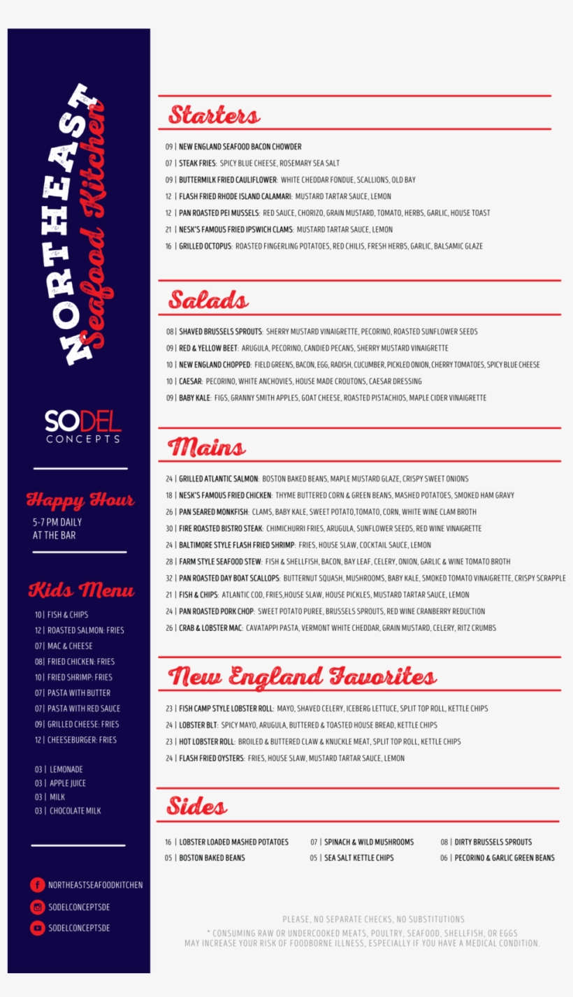 At Northeast Seafood Kitchen In Ocean View, Delaware - Brochure, transparent png #8547732