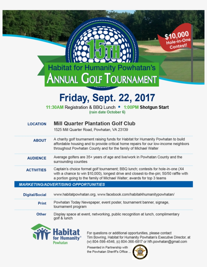Habitat For Humanity Powhatan Golf Tournament - Habitat For Humanity, transparent png #8552432