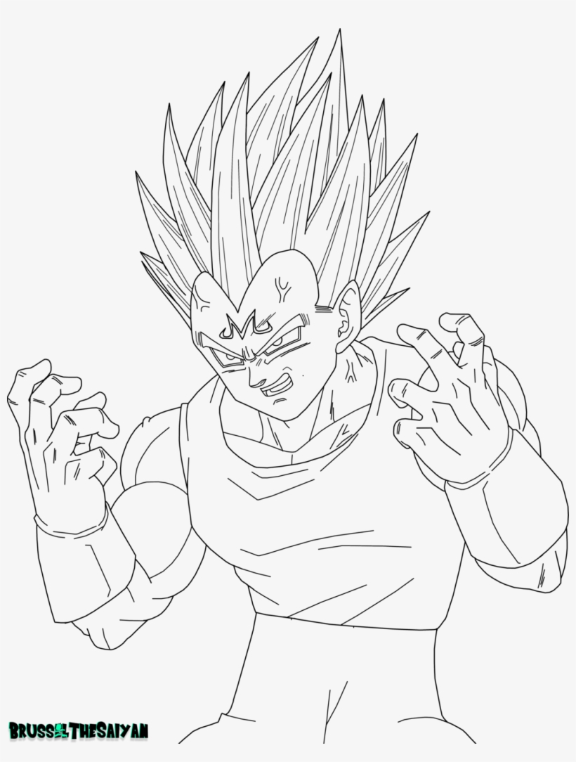 Dragon Ball Z Majin Vegeta Coloring Pages Printable - Majin Vegeta Coloring Page, transparent png #8553834