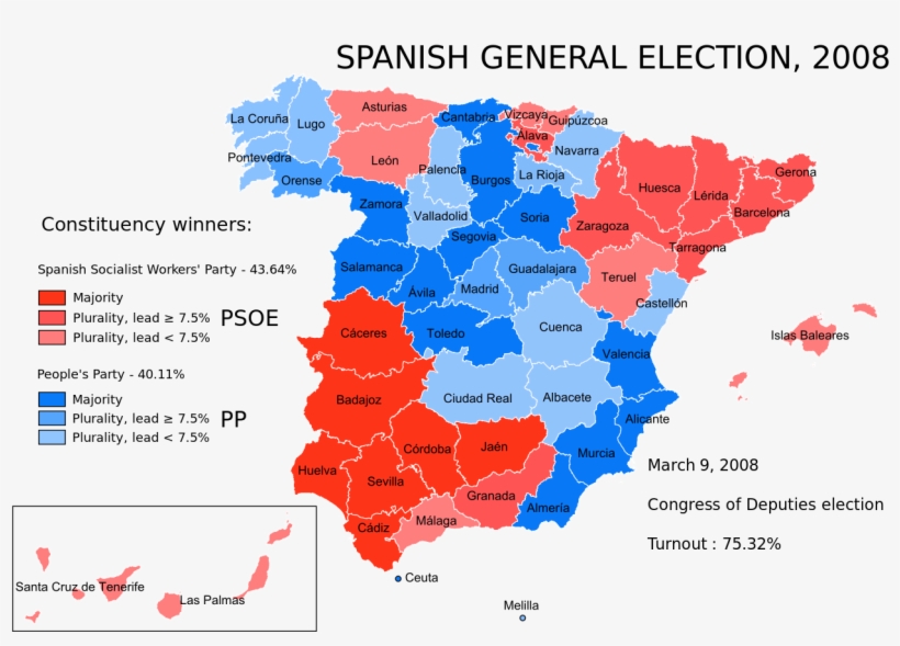 Spanish General Election, - Spanish General Election Map, transparent png #8554675