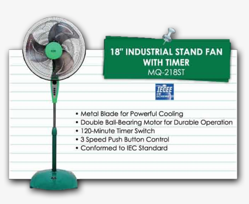 18" Industrial Stand Fan With Timer Mq-218st - Mechanical Fan, transparent png #8557352