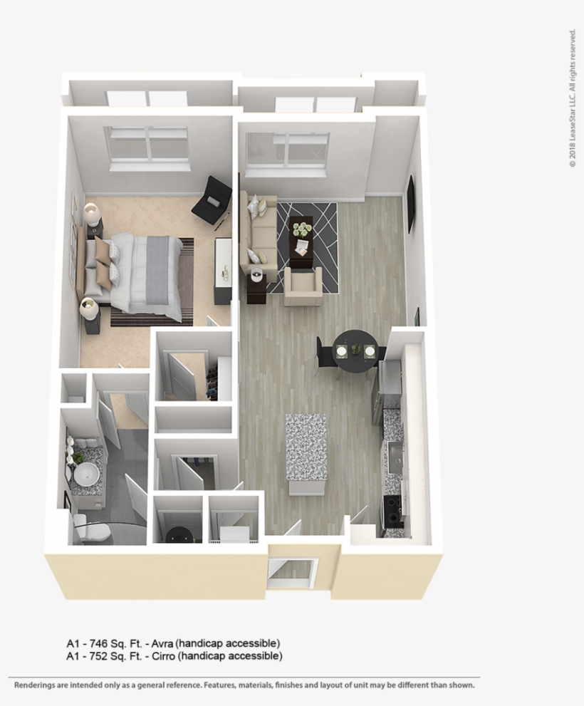 One Bedroom Apartment Floor Plan For Centerwest Luxury - Floor Plan, transparent png #8557658