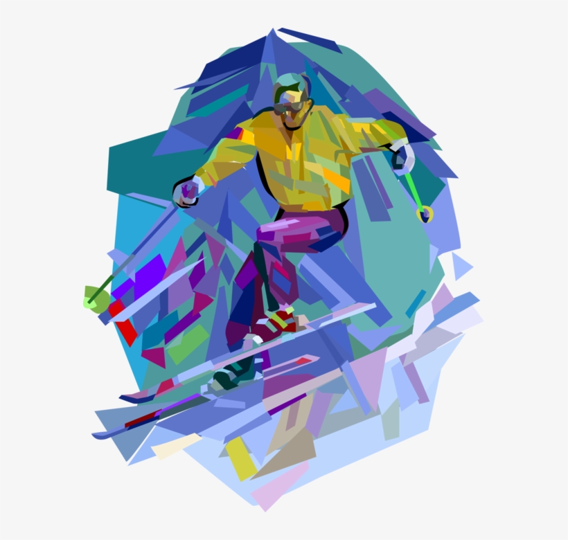 Vector Illustration Of Downhill Alpine Skiing Slalom - Illustration, transparent png #8562029