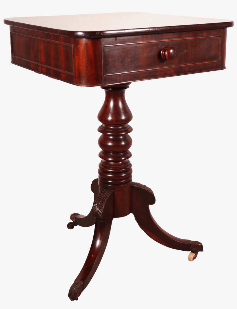 Mahogany Pedestal Table With Drawer - End Table, transparent png #8563410