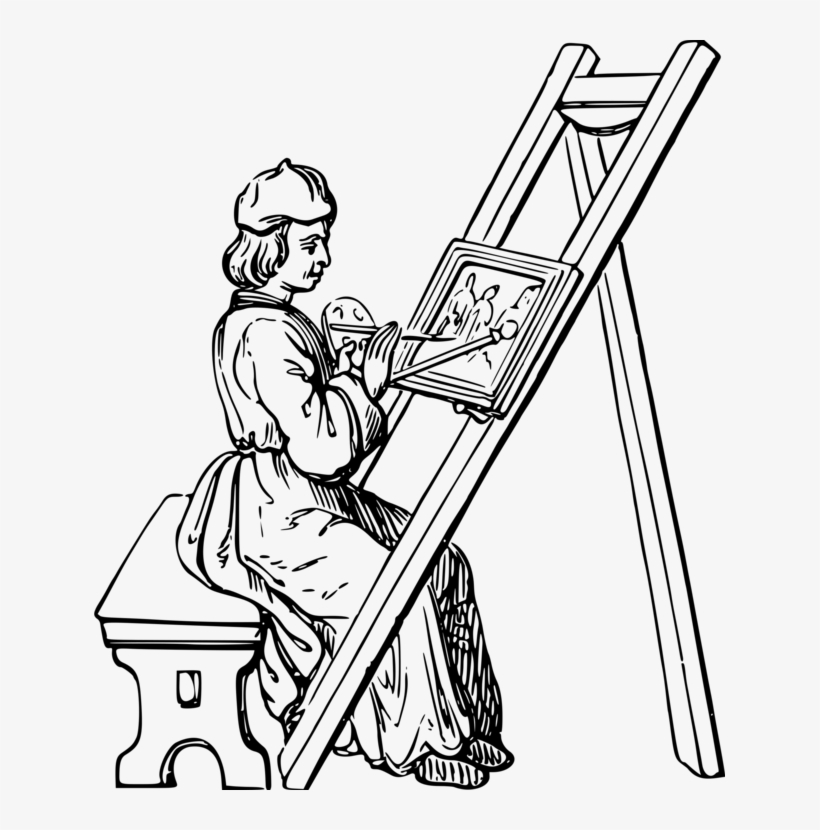 Painting Line Art Painter Drawing - Drawing Of A Painter, transparent png #8563798