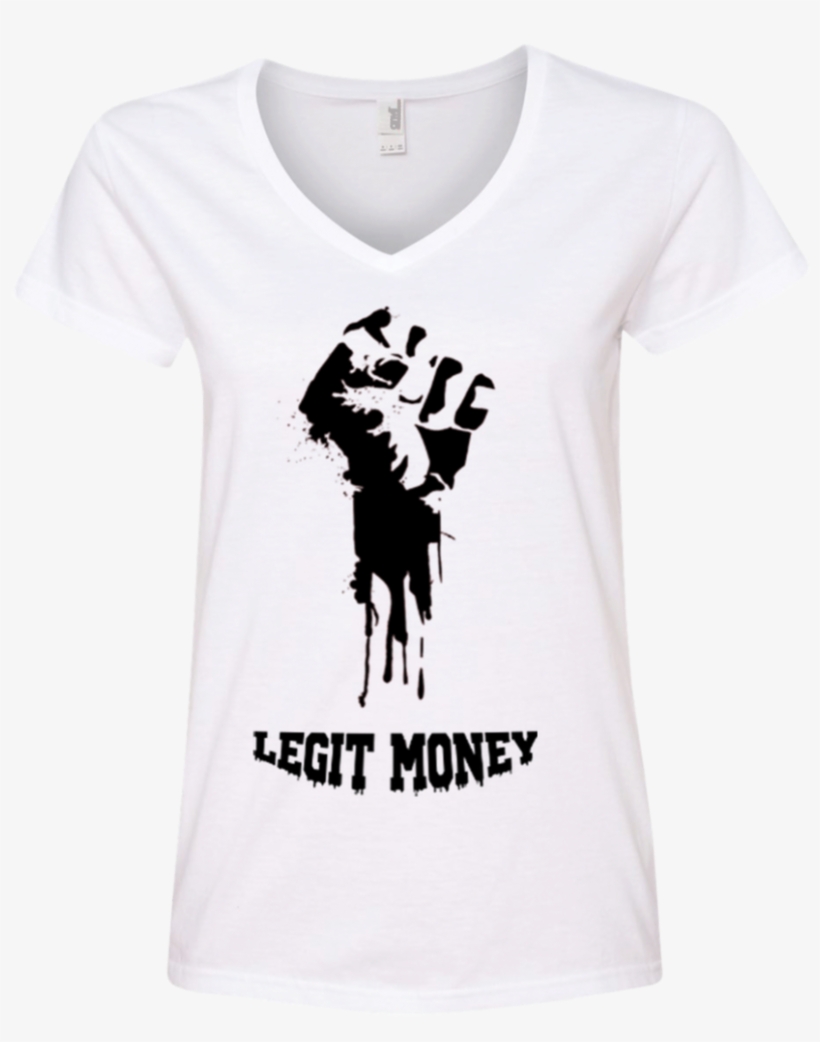 Legit Money Fist/black Ladies' V-neck - Flawless, transparent png #8565516