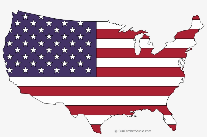 Print / Save - Flag Map Of United States, transparent png #8567062