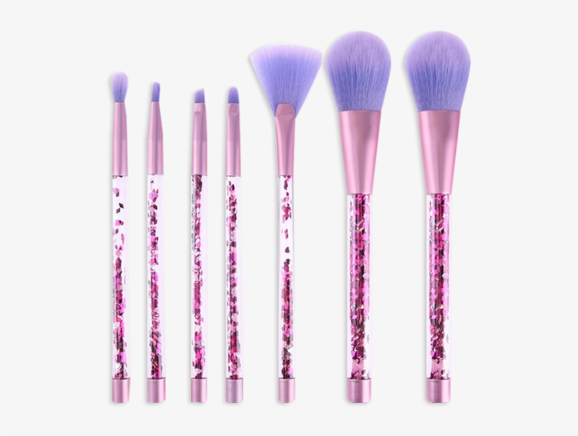 Glitter 7 Piece Makeup Brush Set - Makeup Brush, transparent png #8572395