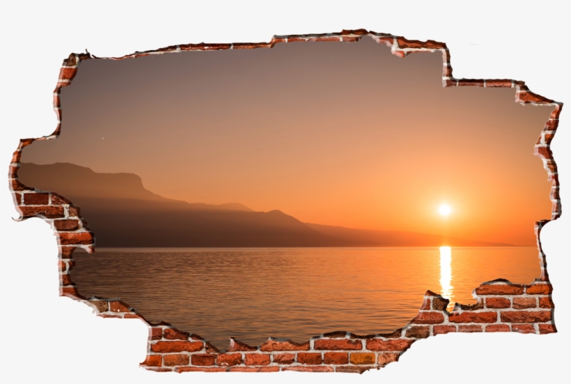 Zapwalls Decals Bright Orange Sunset Coast Breaking - Transparent Wall Break Png, transparent png #8572768