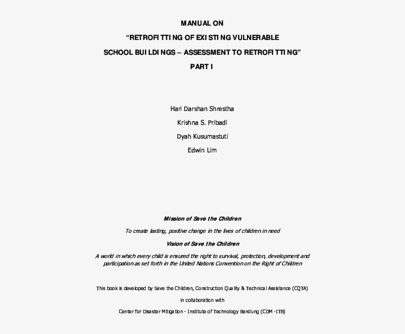 Manual On "retrofitting Of Existing Vulnerable School - Frontespizio Tesi Ferrara Università, transparent png #8573089