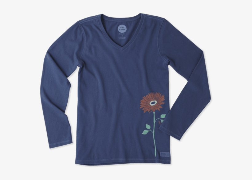 Women's Namaste Flower Long Sleeve Crusher Vee - Long-sleeved T-shirt, transparent png #8574564