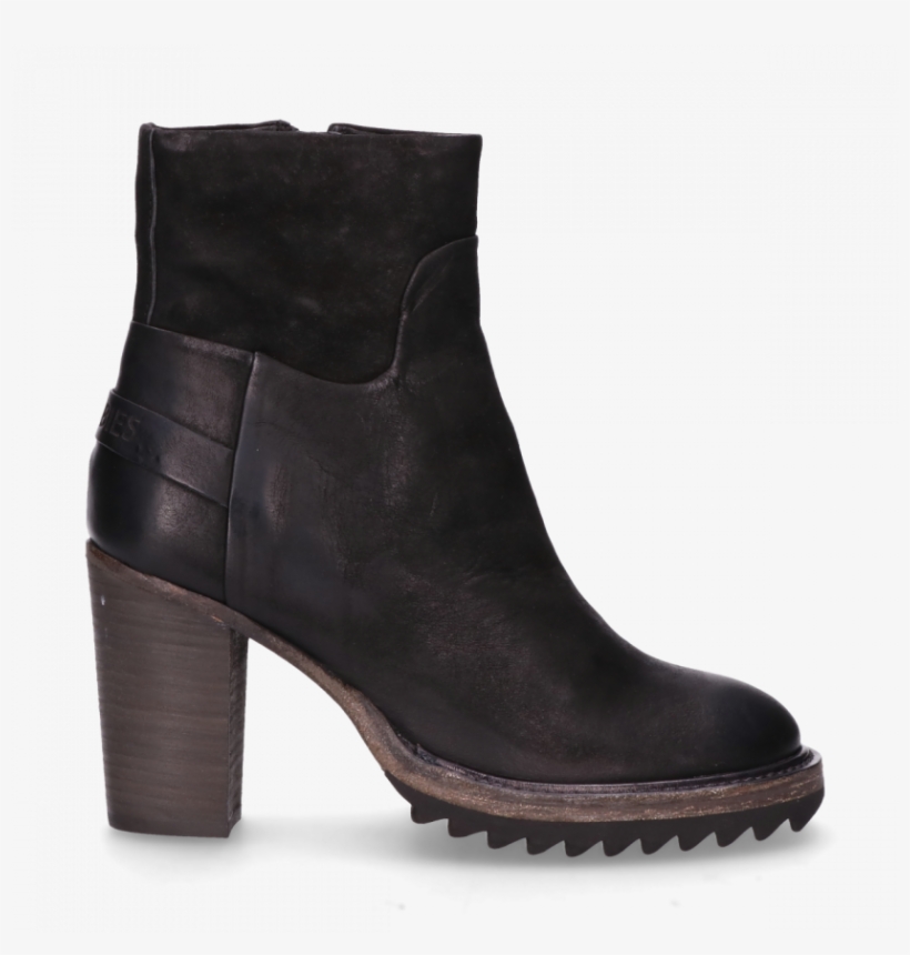 Heeled Ankle Boot Waxed Grain Leather Black - Black Half Boot For Women, transparent png #8576623