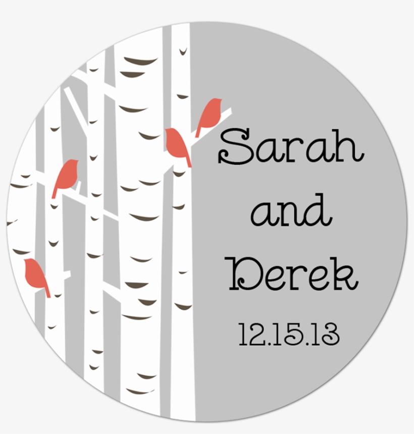 Birch Tree With Birds Personalized Sticker - Circle, transparent png #8577536