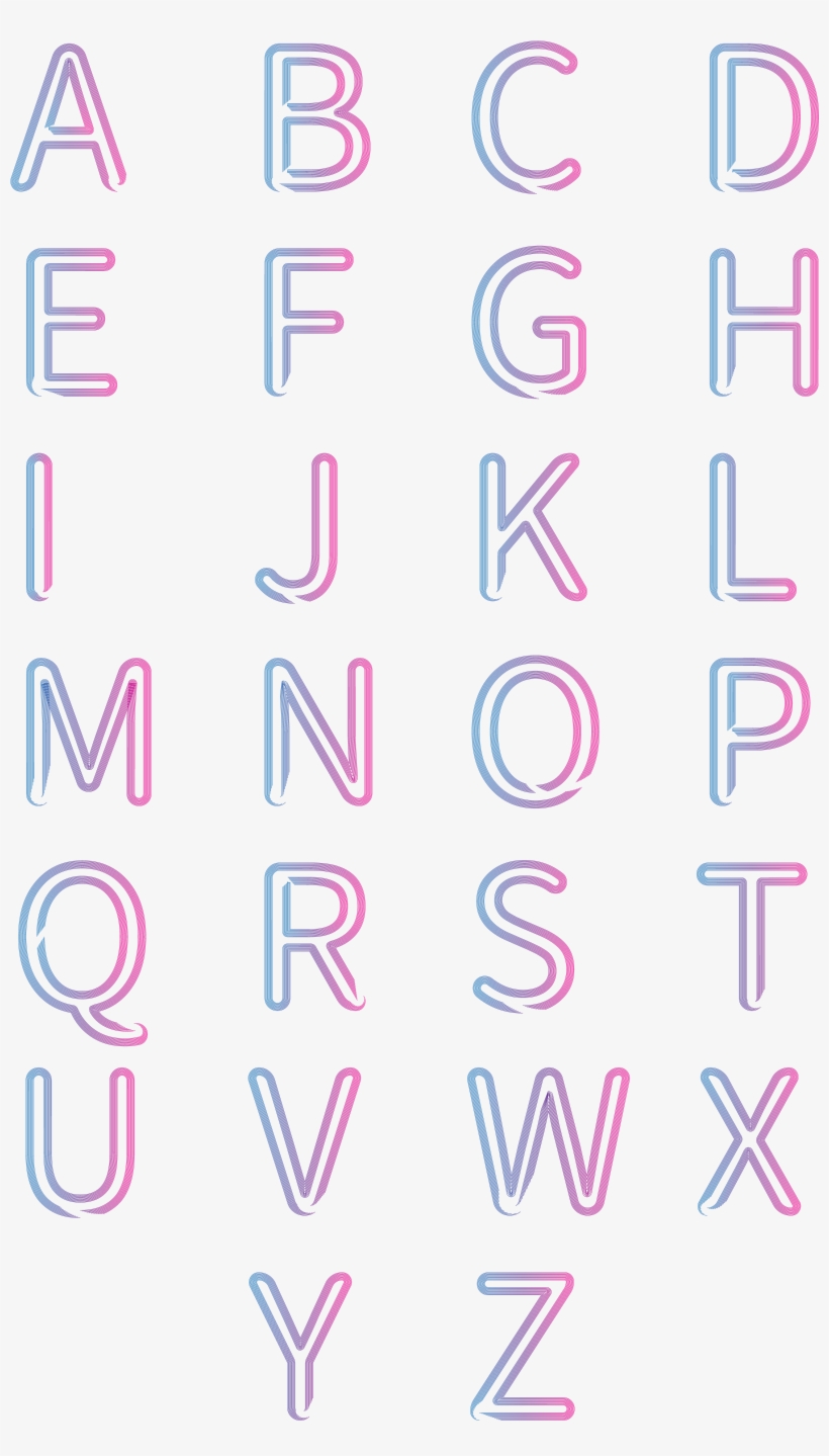 Twenty Letters English Alphabet Sets Gradient Fonts - Writing, transparent png #8577804