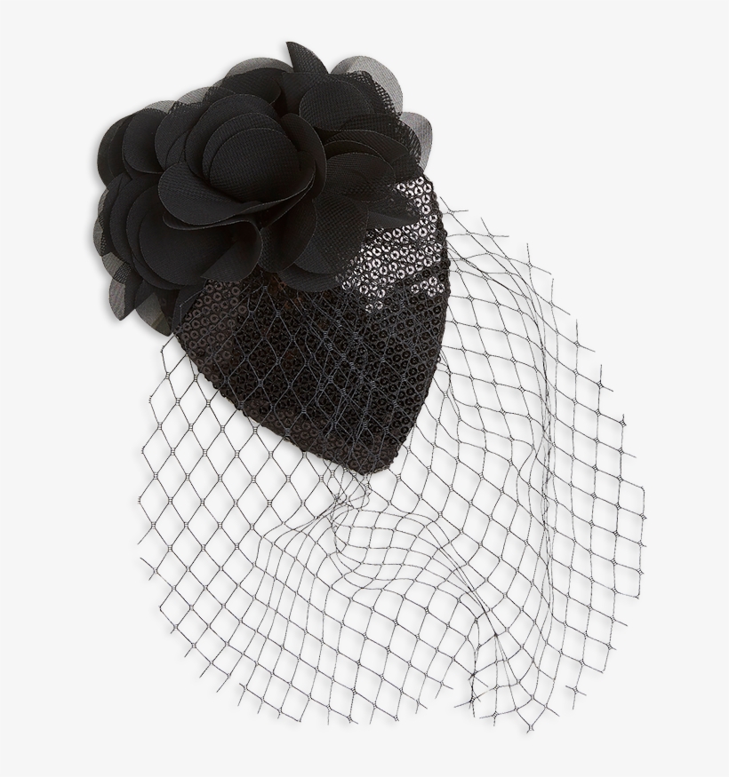 Hair Clip With Veil Black - Headpiece, transparent png #8578806