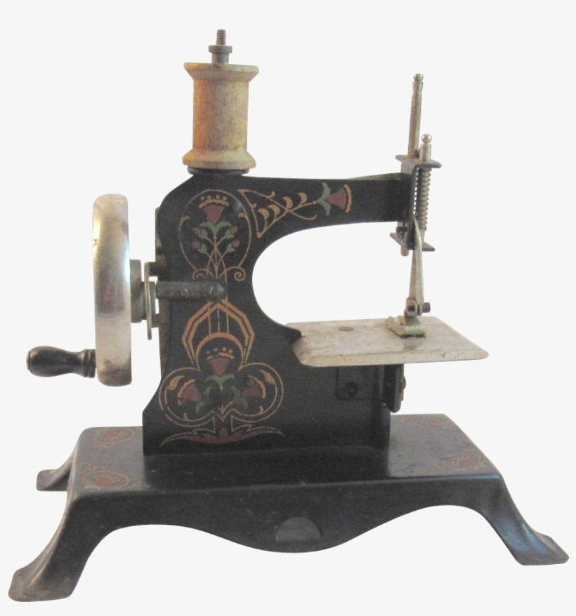 German Child's Sewing Machine Casige With Tole Tulip - Machine, transparent png #8580636