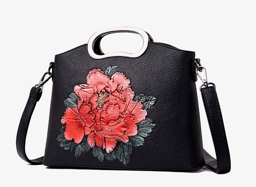 Black Flower Bag ~ 4 Colors ~ Top Handle Women Handbag - Handbag, transparent png #8580939
