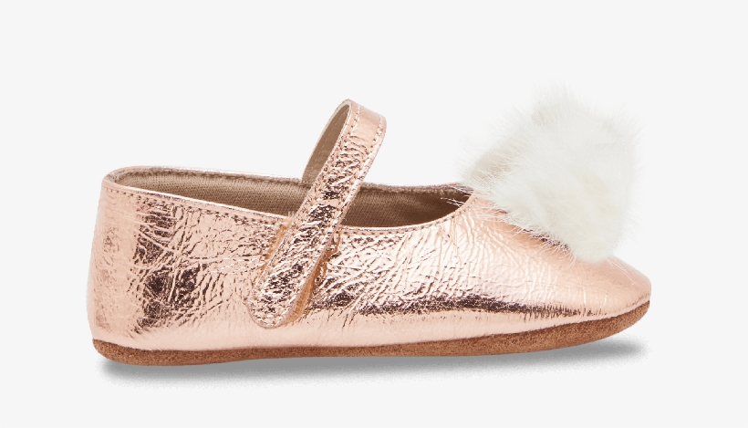 Gold Metallic Pompom Ballet Flats - Slip-on Shoe, transparent png #8581525