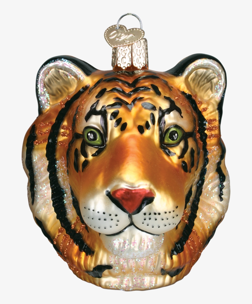 Old Word Christmas Tiger Head Glass Ornament, Owc-old - Tiger Ornament, transparent png #8582713