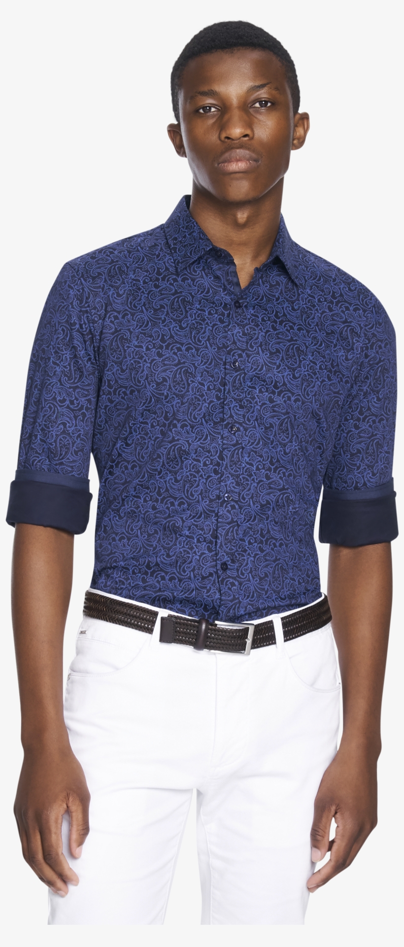 Midnight Blue Elvis Paisley Slim Fit Shirt - Gentleman, transparent png #8583076