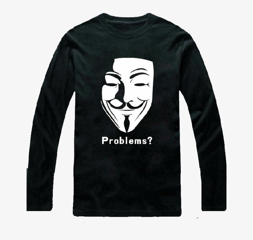 Problems Anon Black Longsleeve Shirt Larger Image - V For Vendetta Mask, transparent png #8584926
