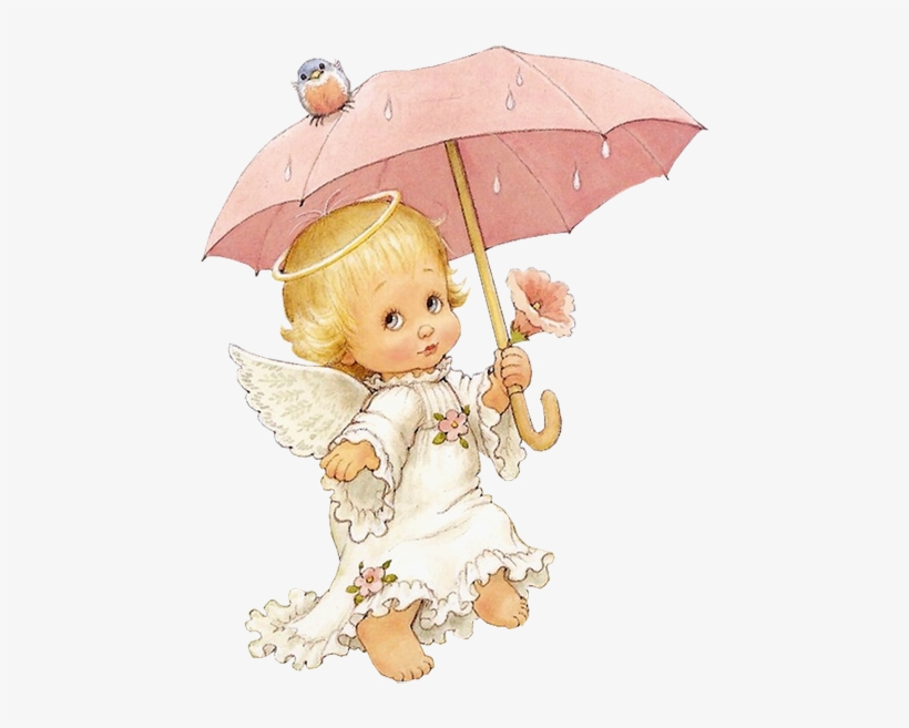 Angel Holding Umbrella - Baby Angels, transparent png #8586606