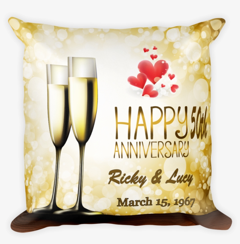 Champagne Toast Personalized Anniversary Pillow - Happy Anniversary With Wine, transparent png #8587020
