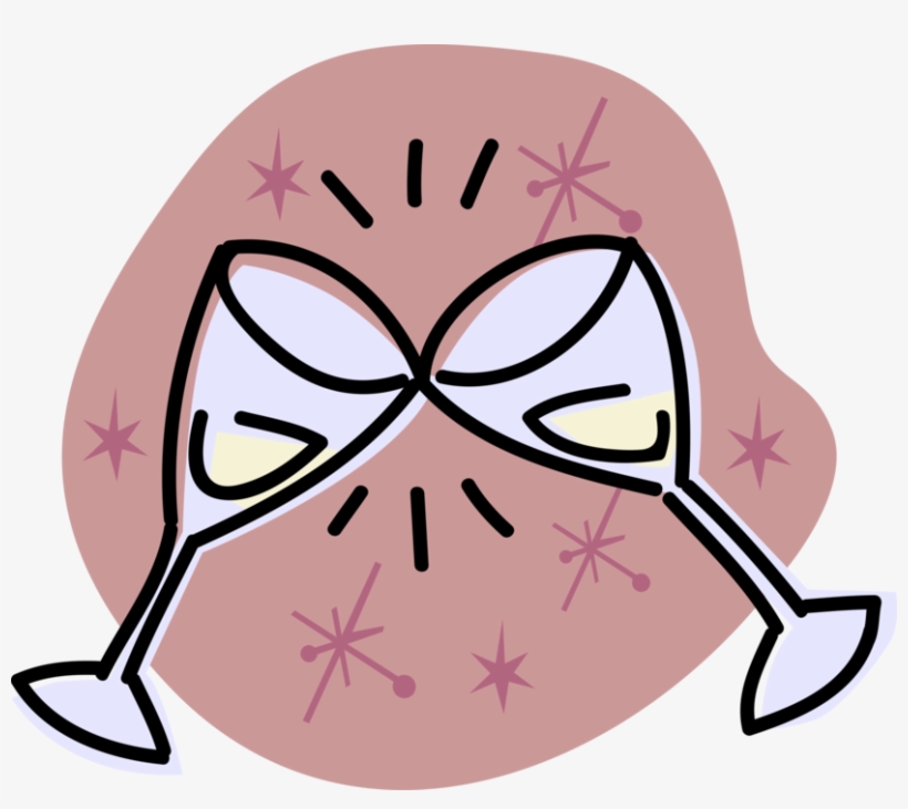 Vector Illustration Of Champagne Glasses Alcohol Drink, transparent png #8587466