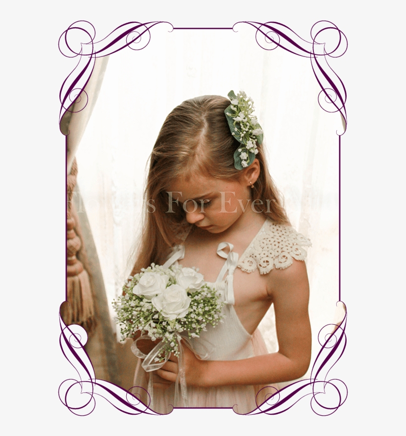 Andrea White Flower Girl Posy Flowers For Ever After - Bridesmaid Peony And Roses Bouquets, transparent png #8587658