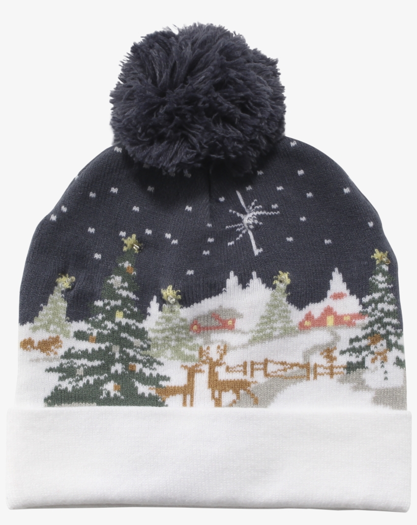 Cozy Winter Christmas Theme Led Hats - Beanie, transparent png #8587785