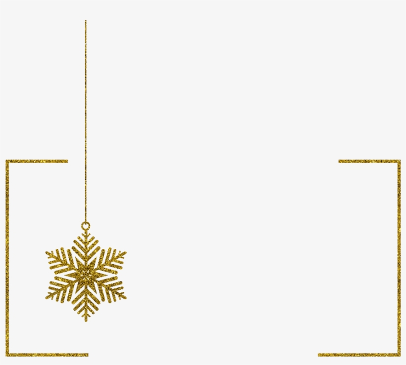 ❄ Frame Newyear Snowflake Glitter Background Ornament - Gold, transparent png #8591336