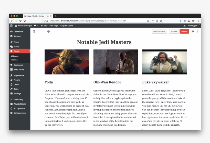 Our Columns Inside The Gutenberg Editor - Block Gutenberg Columns, transparent png #8593860