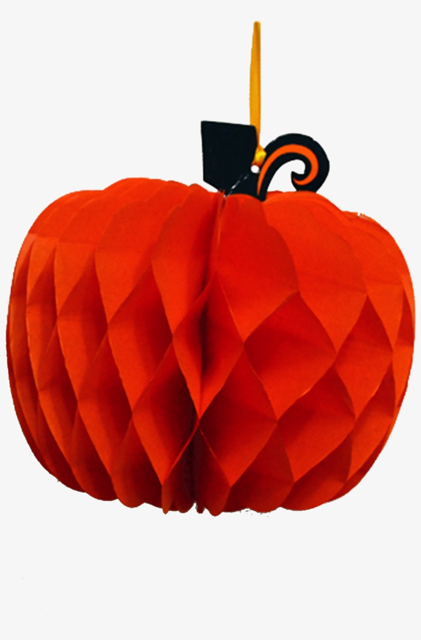 1x Halloween Honeycomb Pumpkin Decoration - Pumpkin, transparent png #8594626