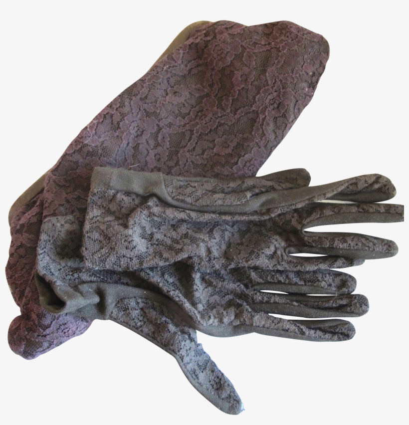 Vintage Black Lace Gloves And Clutch Purse - Sculpture, transparent png #8594632