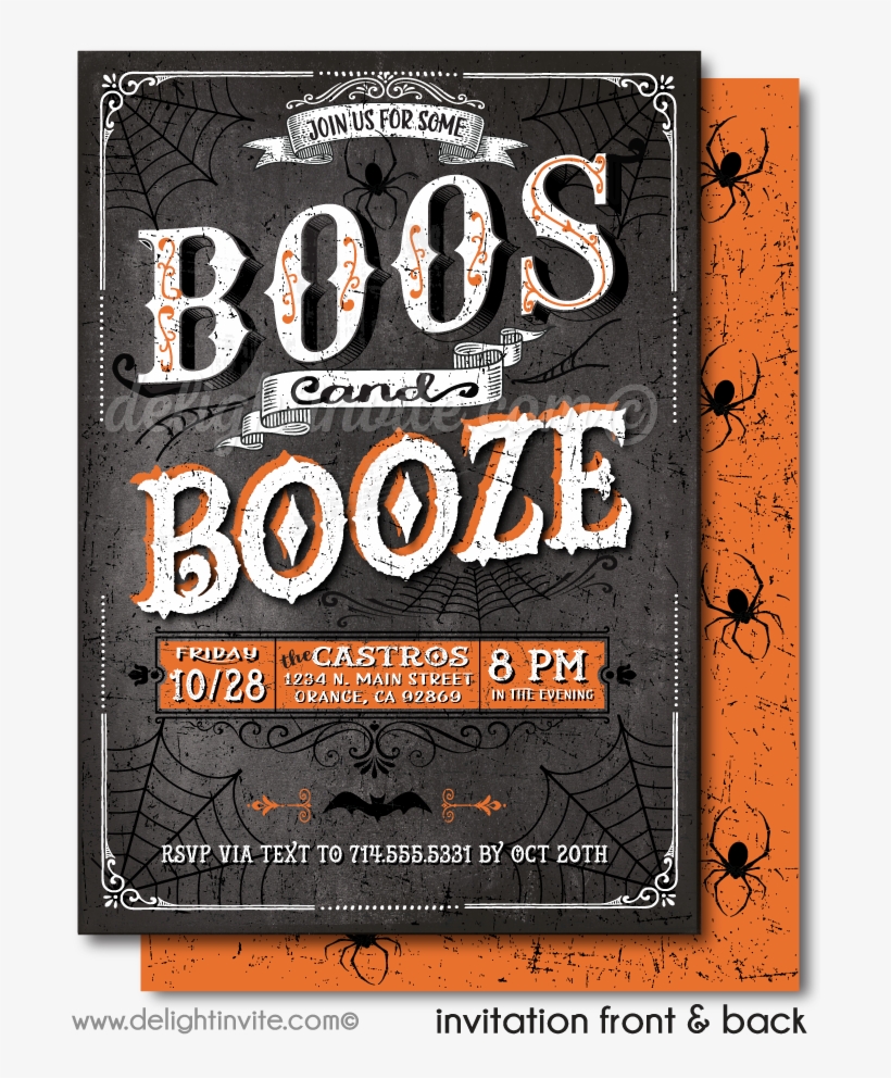 Boos And Booze Cocktail Halloween Invitations - Adult Halloween Party Invitations, transparent png #8594702