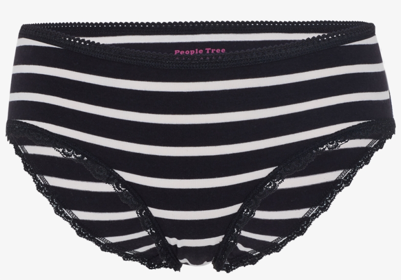Stripe Lace Hipster In Black And Cream - Panties, transparent png #8595366