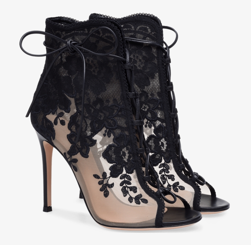 Showcasing The Milanese Label's Feminine Aesthetic, - Black Net Boots, transparent png #8595399