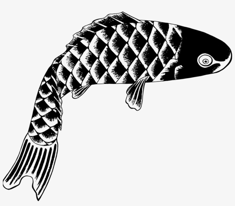 Vintage Png Patterns Pinterest - Japanese Fish Black And White, transparent png #8595568