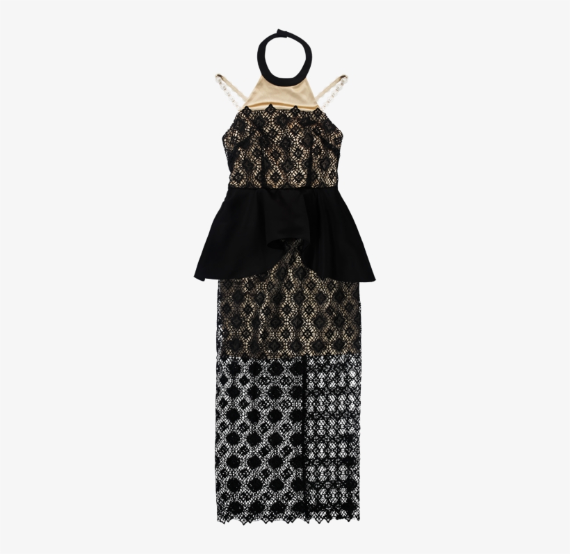 Black Lace Flower Jewelry Strap Dress - Day Dress, transparent png #8595679