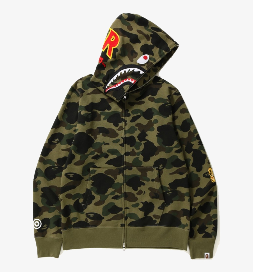 Bape Camo Shark Zip Up Hoodie - Bape Camo, transparent png #8596255