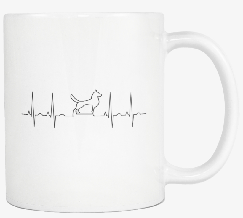 Heart Beat Graph Dog Print White 11oz Mug - Coffee Cup, transparent png #8596919