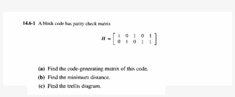 6-1 Ablock Code Has Parity Check Matrix H=[0 1 0 - Software, transparent png #8596923