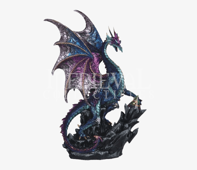 Blue Dragon With Prism Statue - Dragon, transparent png #8598410