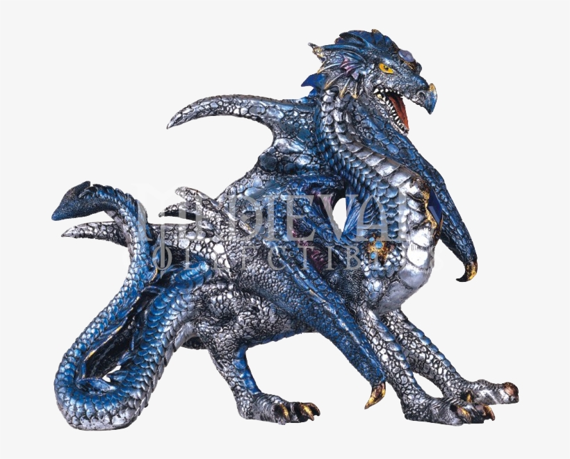 Roaring Blue Dragon Statue - Dragon, transparent png #8598895