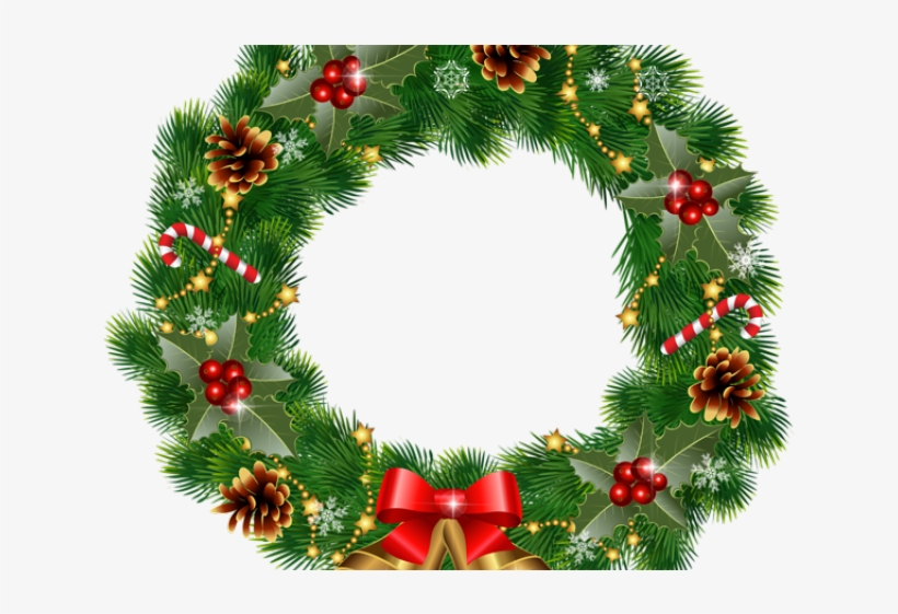 Christmas Ornaments Clipart Pine Tree Branch - Christmas Wreath Clipart, transparent png #8599179