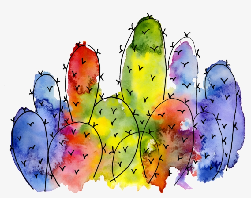 Colorful Cactus Watercolor Hand Painted Transparent - Watercolour Cactus Cartoon, transparent png #860373