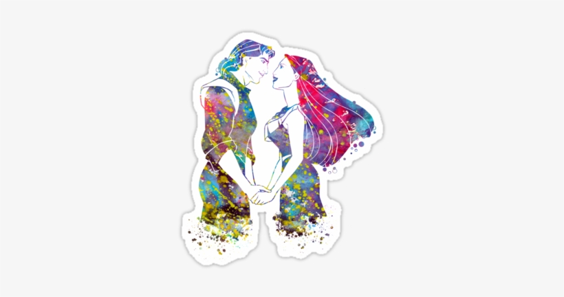 Pocahontas And John Smith Watercolor - Pocahontas, transparent png #860742