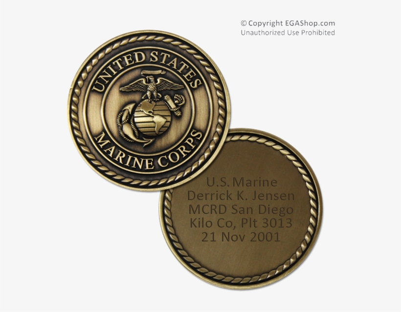 Custom Engraved Coin With Marine Corps Crest - United States Marine Corps, transparent png #865215